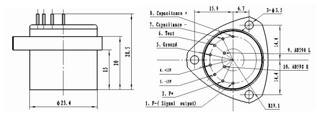 Install Dimension of High Performance Quartz Accelerometer