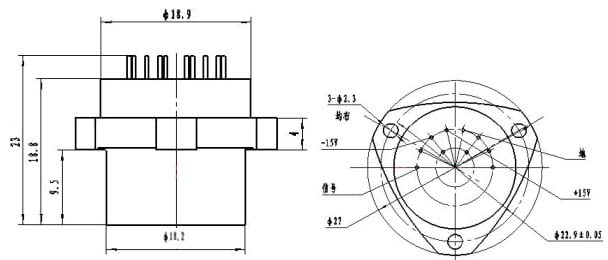 Small Size Quartz Accelerometer For Aerospace Install dimension