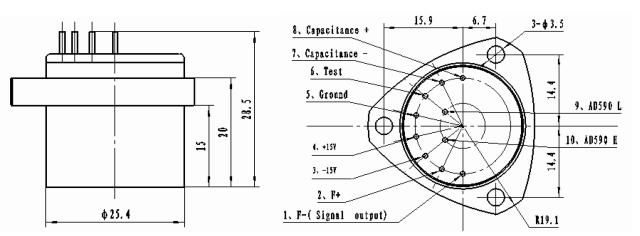Wide Range Quartz Accelerometer Dimension