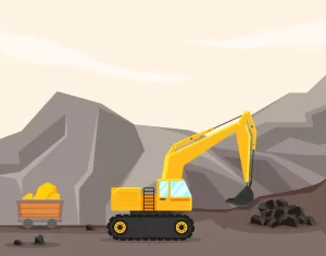 Cartoon Illustration Mining Machine With Bucket Full Coal 278713 740
